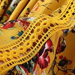 Womens Floral Boho Crochet Accent Lantern Sleeve Dress sz small Yellow Photo 2