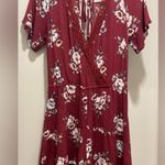 Xhilaration Burgundy Dark Red Purple Floral Short-Sleeve Romper - XS Photo 5