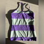 Lululemon Power Y Tank Luon Light Bold Stripe Power Purple Tank Top Size 10 Photo 3