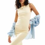 Glamify Ribbed Midi Tank Dress in Buttermilk, Size S, NEW Photo 5
