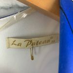 La Peteau Floral Ruffle Bow Cutout Midi Dress 6 Blue Photo 6