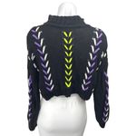 Forever 21  Black Lace Up Long Sleeve Mock Neck Pullover Crop Sweater Top Size M Photo 1