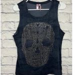 Dolled Up  by FANG Womens Sleeveless Studded Skull Tank (M) NAVY Photo 0