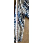 Chico's Floral Bleach Holland Denim Jacket Sz 3 Blue Button Up Mandarin Collar Photo 4