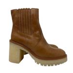 Free People James Chunky Heel Leather Chelsea Boot Brown 38.5 Photo 2