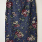 Fiorlini vintage Blue, pink floral denim, midi maxi western cottage skirt S Blue Photo 0