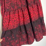 Topshop Red & Black High Neck Tiered Puffy Long Sleeve Short Babydoll Dress Photo 10