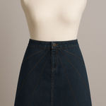 Faded Glory Y2K Faded‎ Glory Womens Denim Skirt Size 14 Blue Knee Length Panel Stitch Indie Photo 0