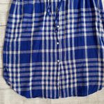 ZARA  Linen-Cotton Blend Blue Gingham Check Shirt Dress with Drawstring Waist Photo 10