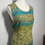 Kathie Lee Dress Women M 8/10 90s Vintage Tie Floral Sheath Tank Maxi Lined Boho Blue Size M Photo 3