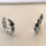 14mm Irregular Green Stripes Small Hoop Earrings for Men Women Silver Photo 3