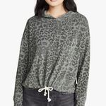 Sundry  Leopard Drawstring Hoodie Sweatshirt Faded Gray Leoapard Print Size 2=Med Photo 0