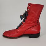 Justin Boots Vintage Justin Red Leather Lace-Up Boots Women’s 7.5B Photo 4