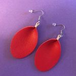 Earrings Red Teardrop Earrings Faux Leather BRAND NEW Fish Hook Vegan Leather Photo 1