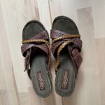 Skechers Womens 8 Chocolate Brown Braided Cork Wedge Sandals Heels Casual Shoes Photo 6