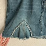 Anchor Blue Vintage Y2K Faded Denim Pleated Dart Raw Hem Midi Rise Mini Skirt Photo 4