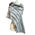 Vintage Faux Fur Stole Cream Gray 1960’s Winter Formal Cocktail Dress Photo 5