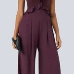 Halara  Ruffle Workwear Romper Stretch Comfort Lux Designer Look NEW Size Small Photo 0