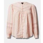 Torrid  Pink Cotton Clip Dot Lace Trim Long Sleeve Button Up Top Size 3X Photo 4