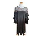 Gabby Skye Womens  Black Floral Mixed Media Ruffled Sleeve Dress - Sz 12 Photo 2