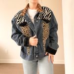 Vintage Mixed Animal Print Jean Jacket Blue Size XL Photo 2