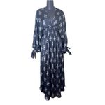 MISA Los Angeles Ales Floral Black Maxi Smocked Dress Size Medium Photo 3
