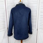 Vtg L.L.Bean Faux Suede Sherpa Lined Chore Coat Navy‎ Blue Small Western Ranch Photo 3