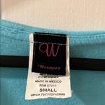 Wrapper  Aqua Ruffle V-Neck Blouse Photo 1