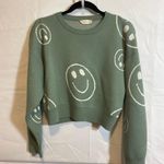 Altar'd State Altar’d State green smiley face cropped sweater  Photo 0