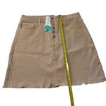 Just Black Denim Women’s M Odyssey Khaki Mini Skirt Tan Raw Hem Button Fly NWT Photo 4