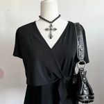 Black Wrap Babydoll Top, Fairy Grunge Y2K Gothic‎ Coquette XL Photo 1