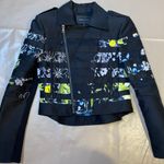 BCBGMAXAZRIA BCBG maxazaria Tess Stripe Floral Moto Jacket Size S Photo 10