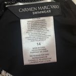 Carmen Marc Valvo  One Shoulder Mesh Inset One Piece Swimsuit Splatter Print 14 Photo 5