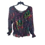 NYgard Sheer Velvet Burnout On/Off Shoulder Bishop Sleeve Tropical Floral Top XL Photo 1