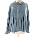 Anthropologie  Pilcro Pintuck Button-Front Blouse denim chambray sz 2X Photo 3