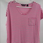 Lands' End  Vibrant Pink and White striped t-shirt Midi Dress casual vacation L Photo 5