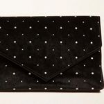 Ann Taylor Black Shimmer Dot Velvet Clutch Purse Bag Photo 1