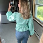 ASOS : Square Neck Mint Cropped Long Sleeve Blouse Photo 1