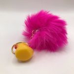 Holiday Pom Keychain | Hot Pink | Plastic Ducky with Santa Hat Charm Handmade Photo 4