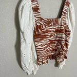 Anthropologie  Love the Label Eyelet Puff Sleeve Mixed Print Blouse Small Photo 4