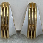 Trifari Vintage Crown  teardrop shaped hoops. Clip style Photo 0