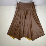 7 For All Mankind Asymmetrical Hem Faux leather Midi Skirt Brown/Tan Size Medium Photo 6