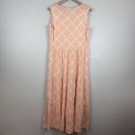 Lands' End Womens Tiered Maxi Dress Large Peach Sleeveless Window Pane Summer Photo 3