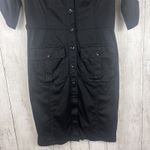 Lafayette 148 New York‎ Dress Size 0 Button Up Short Sleeve Casual Utility Work Black Photo 4