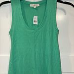 Loft  Perfect Ribbed Midi Tank Dress in Tropical Mint Small NWT Photo 2