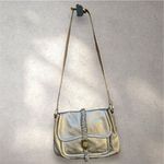 Emporio Armani Armani Emporio Leather‎ Adjustable Strap Shoulder Satchel Bag Silver Turn Lock Photo 4