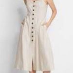 Club Monaco  Cream Midi Dress with Button Detail Photo 0