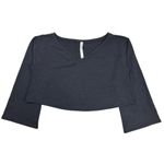 Lululemon  NWOT Show Your Depth M/L Bell Sleeve‎ Crop Heathered Black Reversible Photo 3