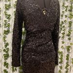 Venus Black Long Sleeve Sequin Dress Photo 2