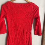 Fuzzi Tattoo Lace Fitted Square Neck Bodycon Dress Red Size XS Photo 9